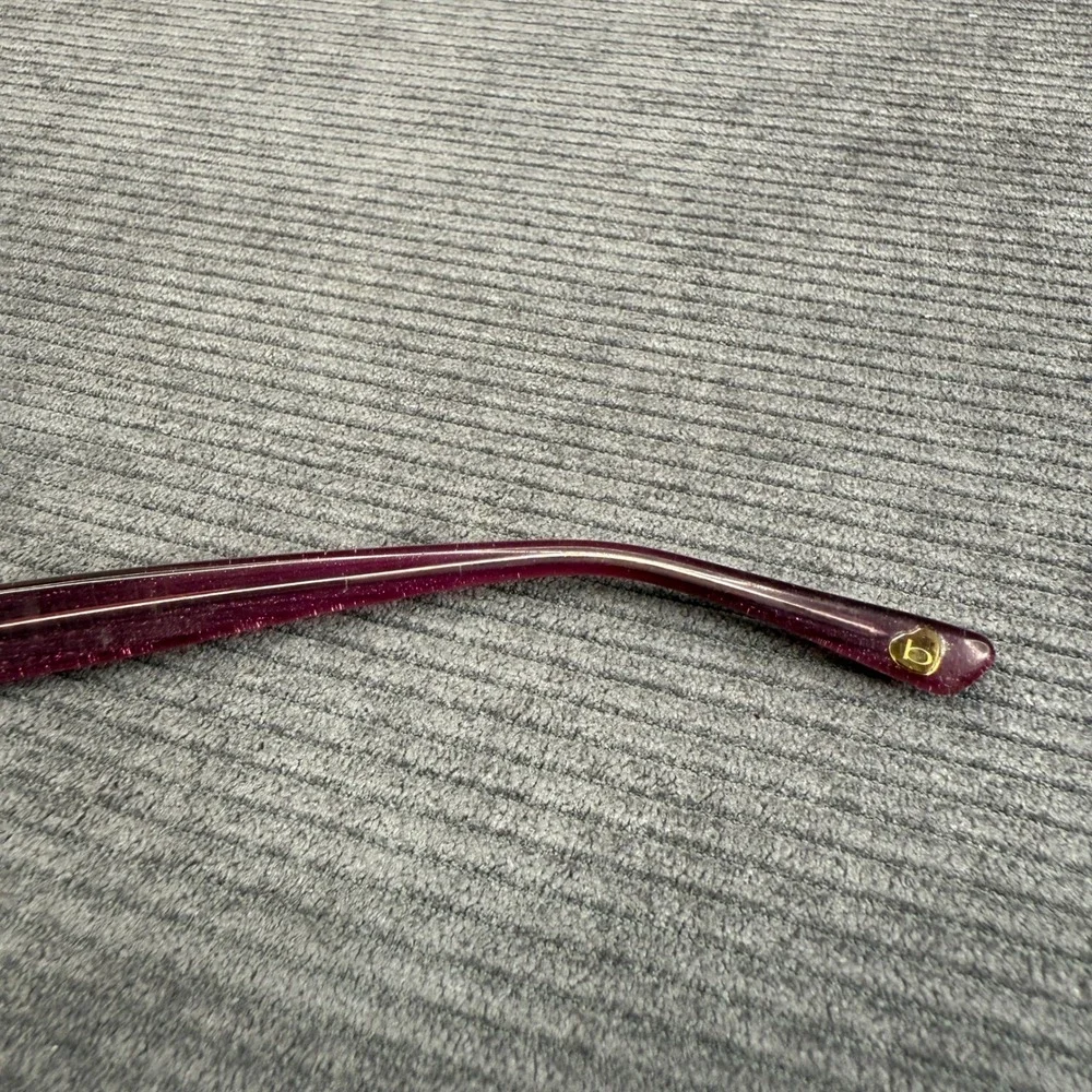Bebe Burgundy Metal Rectangular Y2K Eyeglasses Purple Crystal Embellished Frames